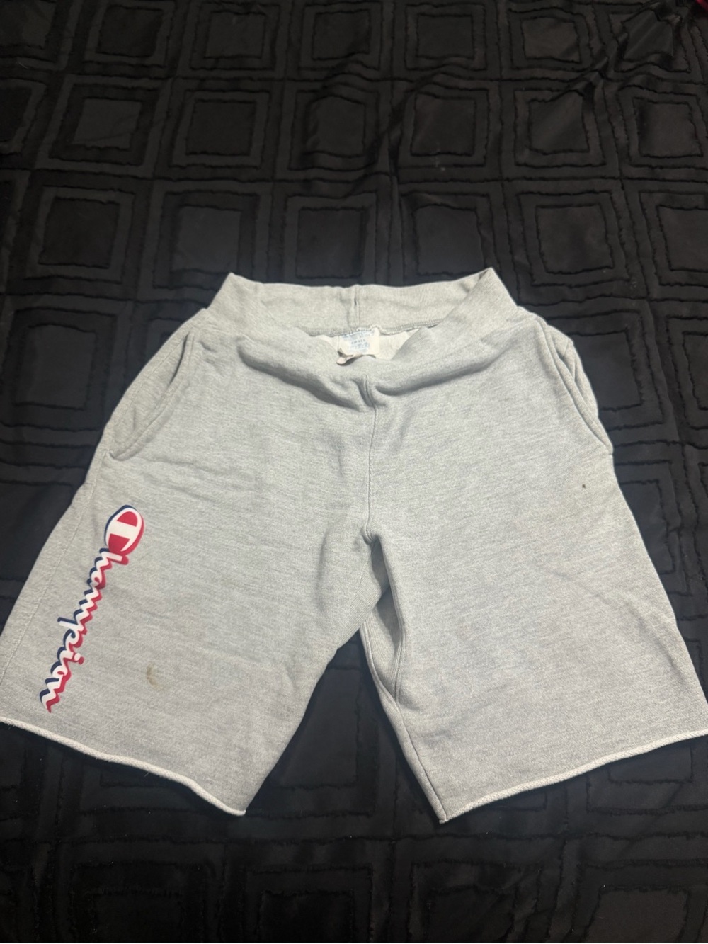 Champion Light Gray Men's Athletic Shorts with Script Logo